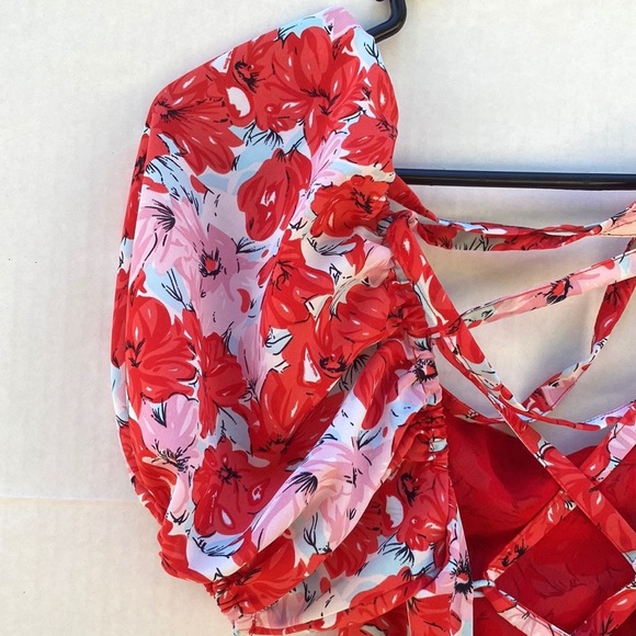 Dizzy Lizzy Womens small pink and red floral puff sleeve corset back maxi dress - Picture 7 of 7